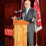 Senator the Honourable Satyakama Maharaj delivering address