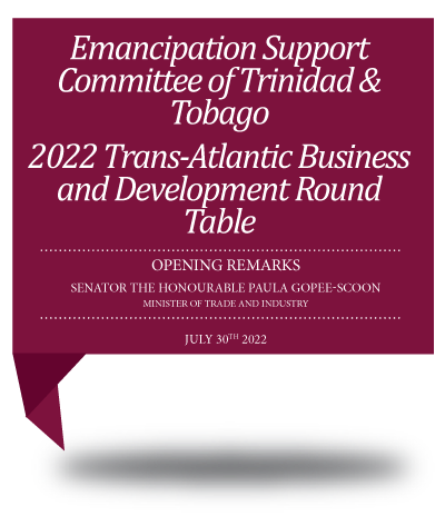 Emancipation Support Committee of Trinidad and Tobago - Ministry of Trade  and Industry