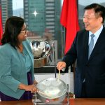 Senator the Honourable Paula Gopee-Scoon, Minister of Trade and Industry with Mr. Fang Wei, Vice Governor of the Jiangsu Provincial People’s Government, China during their meeting.