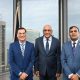 Minister of Trade, Investment and Tourism, Senator the Honourable Satyakama Maharaj (center) with Parliamentary Secretary Dr. Gosein (left), and Permanent Secretary Randall Karim
