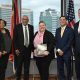 Senator the Honourable Satyakama Maharaj, Minister of Trade, Investment and Tourism (centre left), with Dr. Jenifer Neidhart de Ortiz, Chargé d’Affaires at the Embassy of the United States of America in Port of Spain (centre right). Also present are Dr. Colin Neil Gosine, Parliamentary Secretary in the Ministry (second from right), Mr Randall Karim, Permanent Secretary in the Ministry (left), and other members of the visiting delegation.