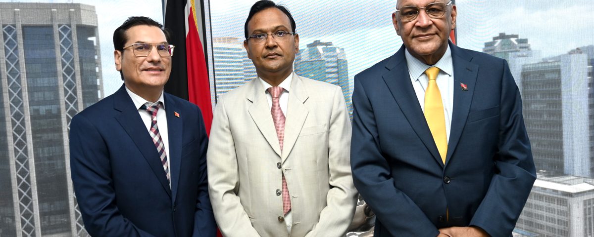 group photo of Minister, Parliamentary Secretary, and High Commissioner for the Republic of India
