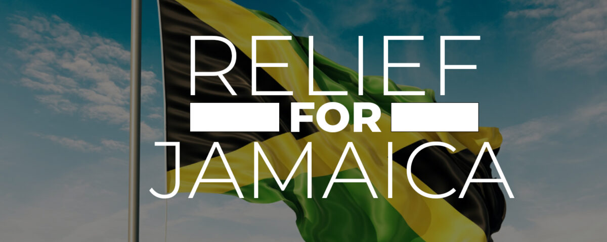 flag of Jamaica with text "Relief for Jamaica"