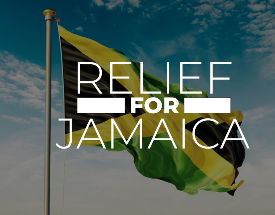 flag of Jamaica with text "Relief for Jamaica"